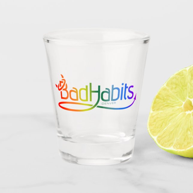 Bad Habits Denver Rainbow ShotGlass Shot Glass (Front)