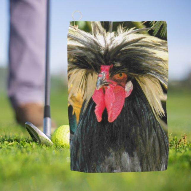 Bad Hair Chicken Photo Golf Towel (In Situ Golfer)