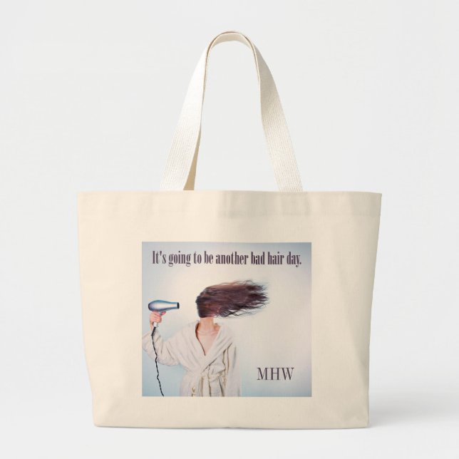 Bad Hair Day custom monogram tote bags (Front)