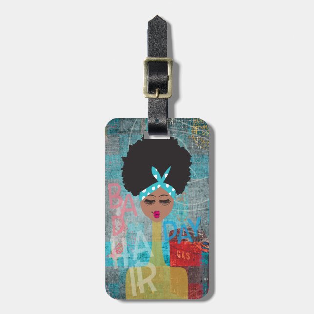 Bad Hair Day (Customisable Back) Luggage Tag (Front Vertical)