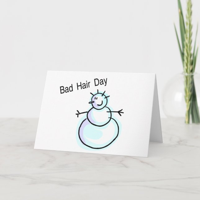 Bad Hair Day Snowman Holiday Card (Front)