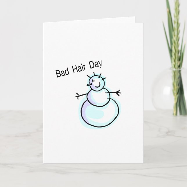 Bad Hair Day Snowman Holiday Card (Front)