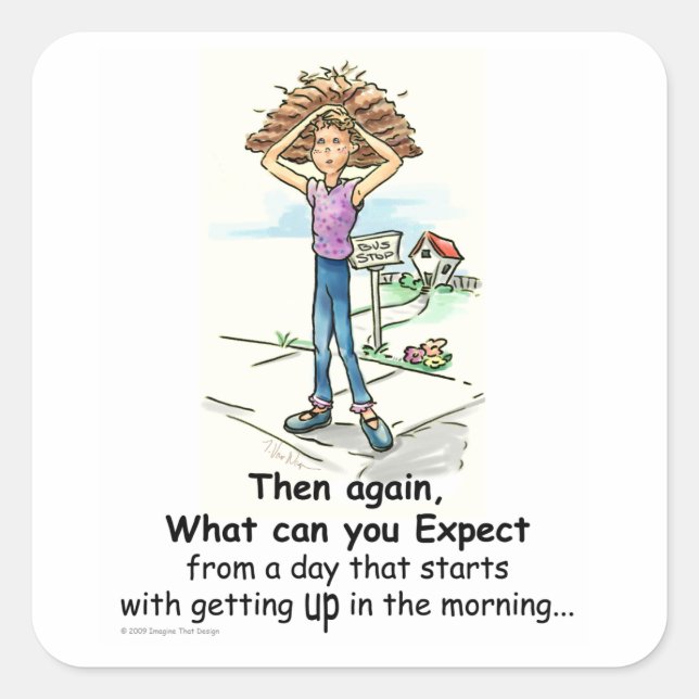 Bad Hair Day Square Sticker (Front)