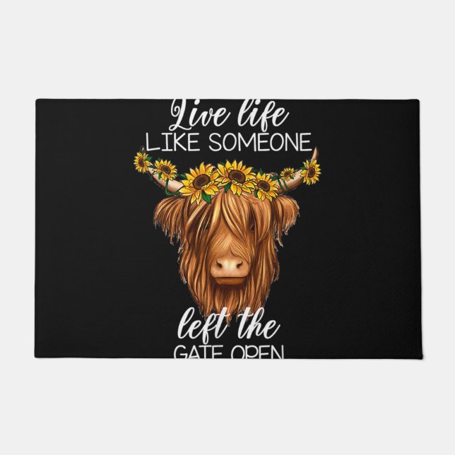 bad hair dont care scottish highland cow pullover  doormat (Front)
