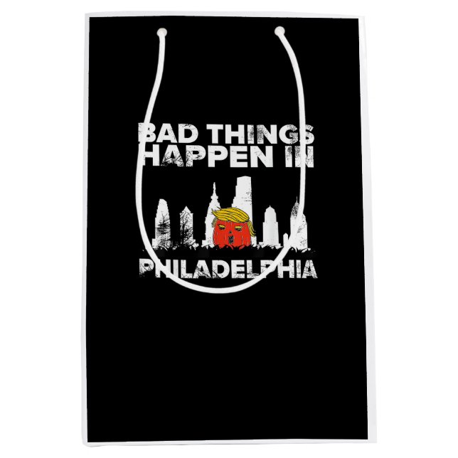 Bad Happen Philadelphia Halloween Spooky Trumpkin Medium Gift Bag (Front)