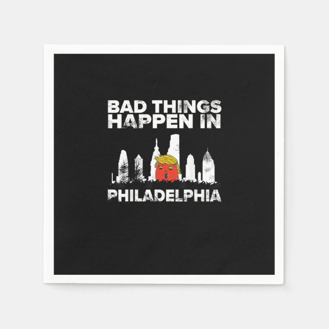 Bad Happen Philadelphia Halloween Spooky Trumpkin Napkin (Front)
