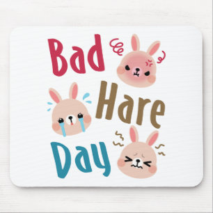 Bad Hare Day Funny Bunny Rabbit Kawaii Easter Mouse Mat