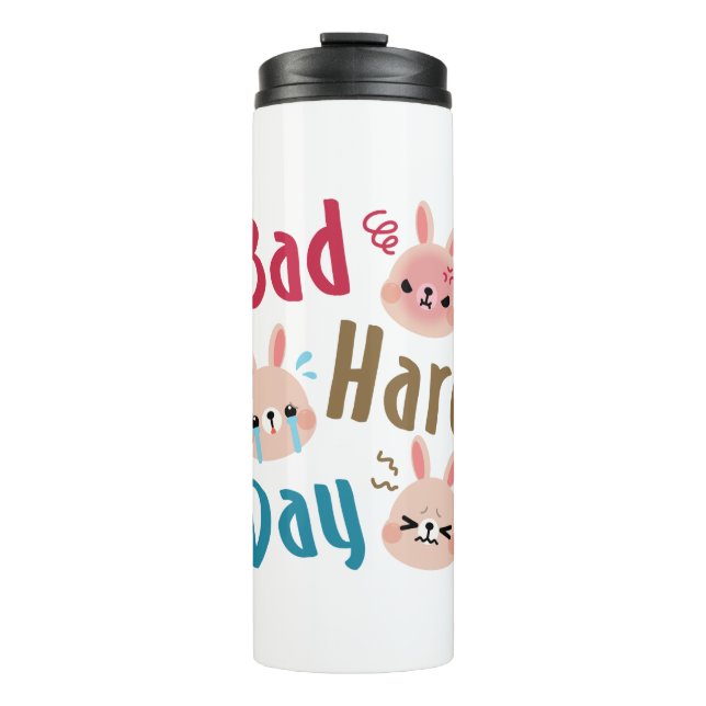 Bad Hare Day Funny Bunny Rabbit Kawaii Easter Thermal Tumbler (Front)