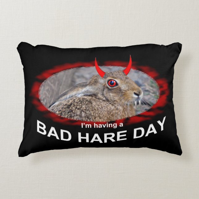Bad Hare Day Pillow (for dark colours) (Front)