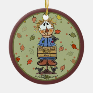 Bad Hay'r Day Scarecrow Ceramic Tree Decoration