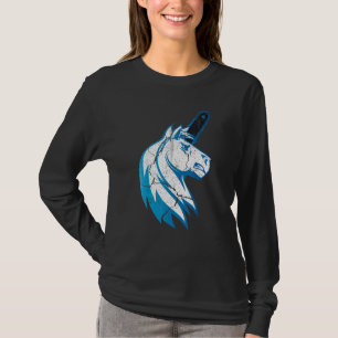 Bad Horse Unicorn With Chainsaw And Blue Flames T-Shirt