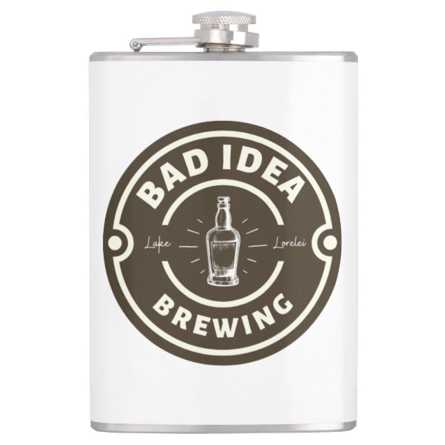 Bad Idea Brewing Tumbler Hip Flask (Front)