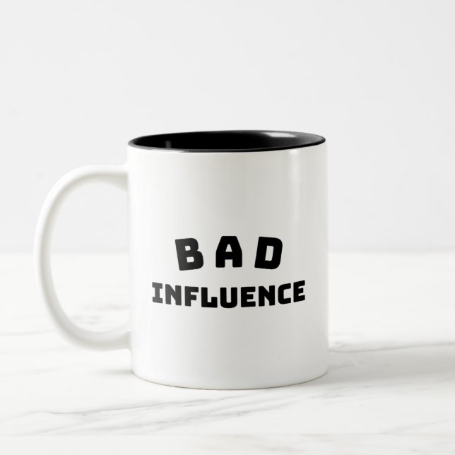 BAD Influence Classic Mug – Bold Black Typography  (Left)