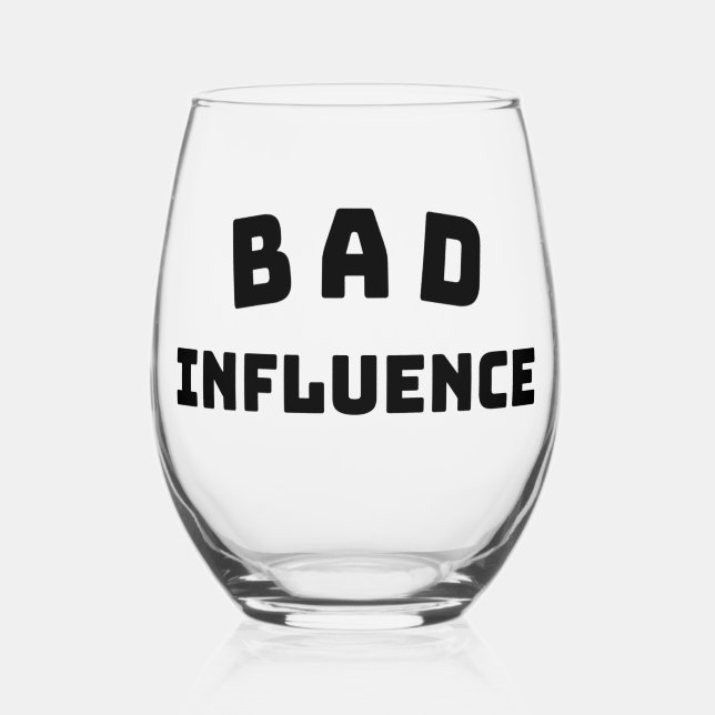 BAD Influence Stemless Wine Glass – Bold Black (Front)