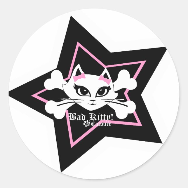 Bad Kitty Stickerz Classic Round Sticker (Front)