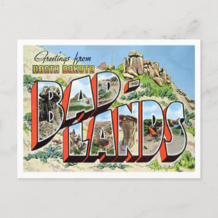 Bad Lands, North Dakota Vintage Big Letters Postcard