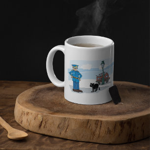 Bad Luck Black Cat Policeman and Accident Coffee Mug