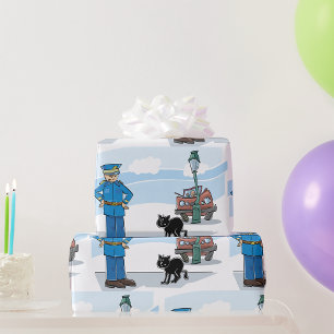 Bad Luck Black Cat Policeman and Accident Wrapping Paper