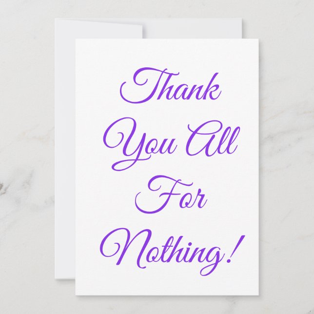 Bad Luck Blackball Card "thank you for nothing" (Front)