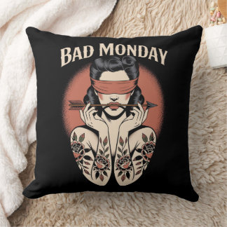 Bad Monday Pillow – Retro Tattoo Art Design