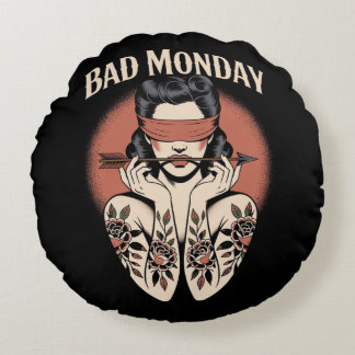 Bad Monday Pillow – Retro Tattoo Art Design