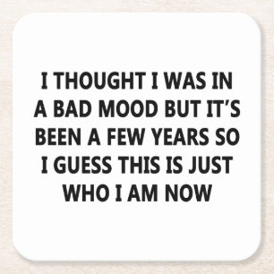 Bad Mood Square Paper Coaster