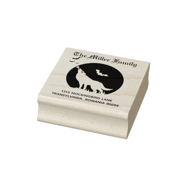 Bad Moon Wood Art Return Address Rubber Stamp (Stamp)