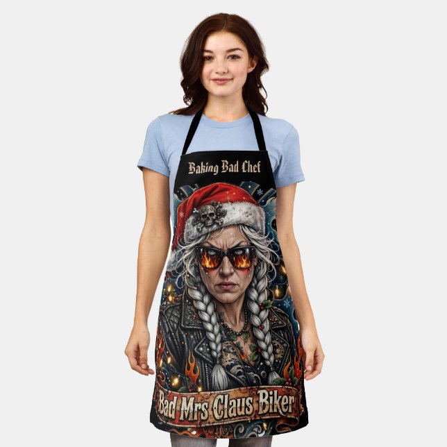 Bad Mrs Claus Biker Baking Bad Chef  Apron (Worn)