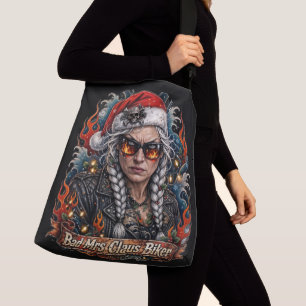 Bad Mrs Claus Biker,Biker Wife Badass Crossbody Bag