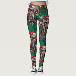 Bad Mrs Claus Biker Christmas Leggings
