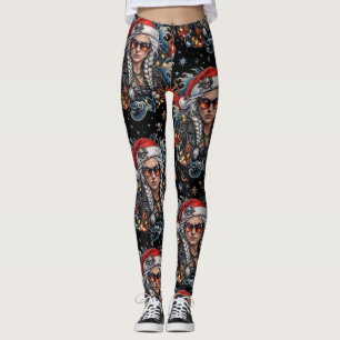 Bad Mrs Claus Biker Christmas Leggings