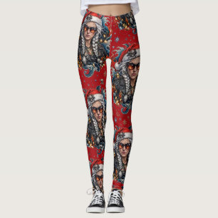 Bad Mrs Claus Biker Christmas Leggings