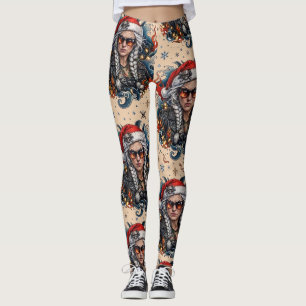 Bad Mrs Claus Biker Christmas Leggings
