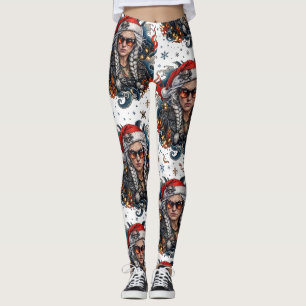 Bad Mrs Claus Biker Christmas Leggings