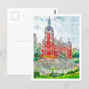 Bad Muskau Germany Travel Place Watercolor Postcard