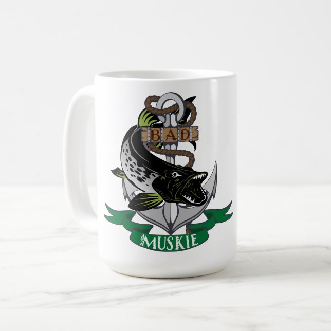 Bad Muskie Wrapped Around Award Boat Anchor Coffee Mug (Front Left)