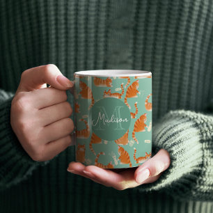 Bad Orange Tabby Cats Knocking Stuff Over Pattern Coffee Mug