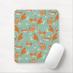 Bad Orange Tabby Cats Knocking Stuff Over Pattern Mouse Mat