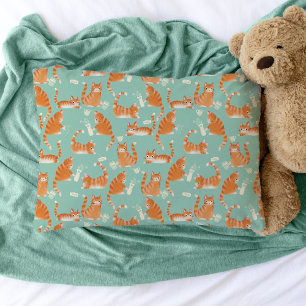 Bad Orange Tabby Cats Knocking Stuff Over Pattern Pillowcase