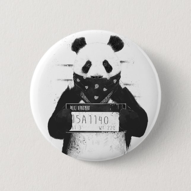 Bad panda 6 cm round badge (Front)