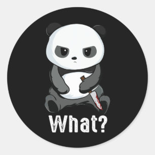 bad panda bear with knife fighting panda christmas classic round sticker