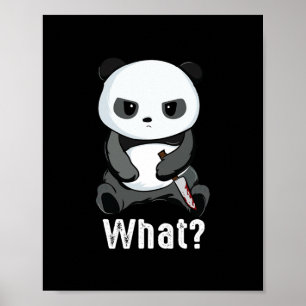 bad panda bear with knife fighting panda christmas poster