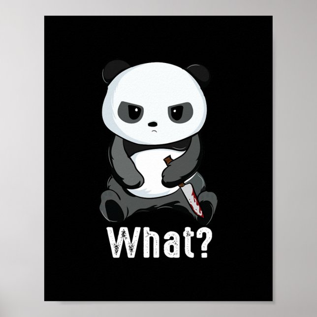 bad panda bear with knife fighting panda christmas poster (Front)