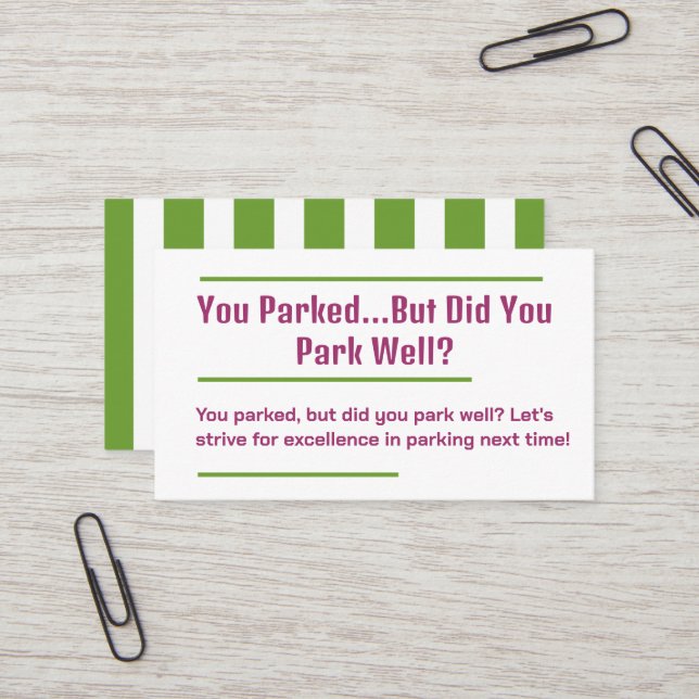 Bad Parking Business Card (Front/Back In Situ)