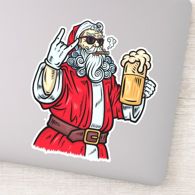 Bad Santa Claus, Rock, Beer and Cigar (Detail)