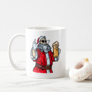 Bad Santa Claus, Rock, Beer and Cigar Coffee Mug