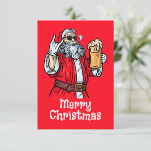 Bad Santa Claus, Rock, Beer and Cigar Enclosure Card