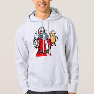 Bad Santa Claus, Rock, Beer and Cigar Hoodie