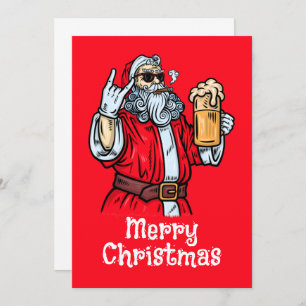 Bad Santa Claus, Rock, Beer and Cigar Invitation