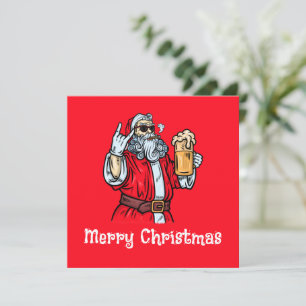 Bad Santa Claus, Rock, Beer and Cigar Invitation